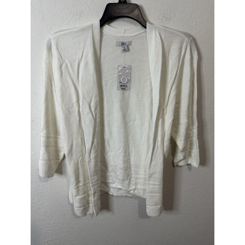 Croft & Barrow Bright White Open Front Women’s Cardigan Sweater Size 2XL